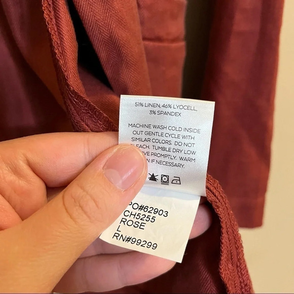 Level 99 Rachel Stretch Linen Tencel Blazer NWT Sz L Rose Pockets Open Front - Picture 6 of 10